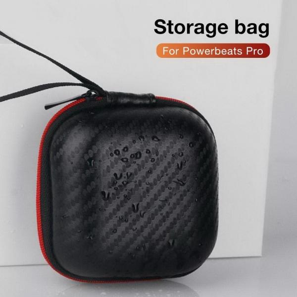 Carbon Fiber Earphones Storage Box Mini Portable Shockproof Electronic Bag with Zipper