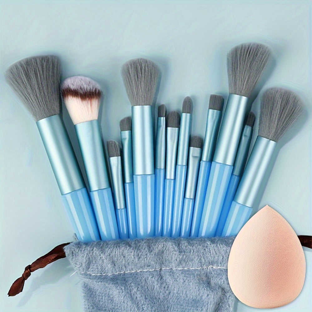 14Pcs Professional Makeup Brush Set with Storage Bag - Soft Fluffy Foundation, Powder, Eyeshadow, Kabuki & Blending Brushes