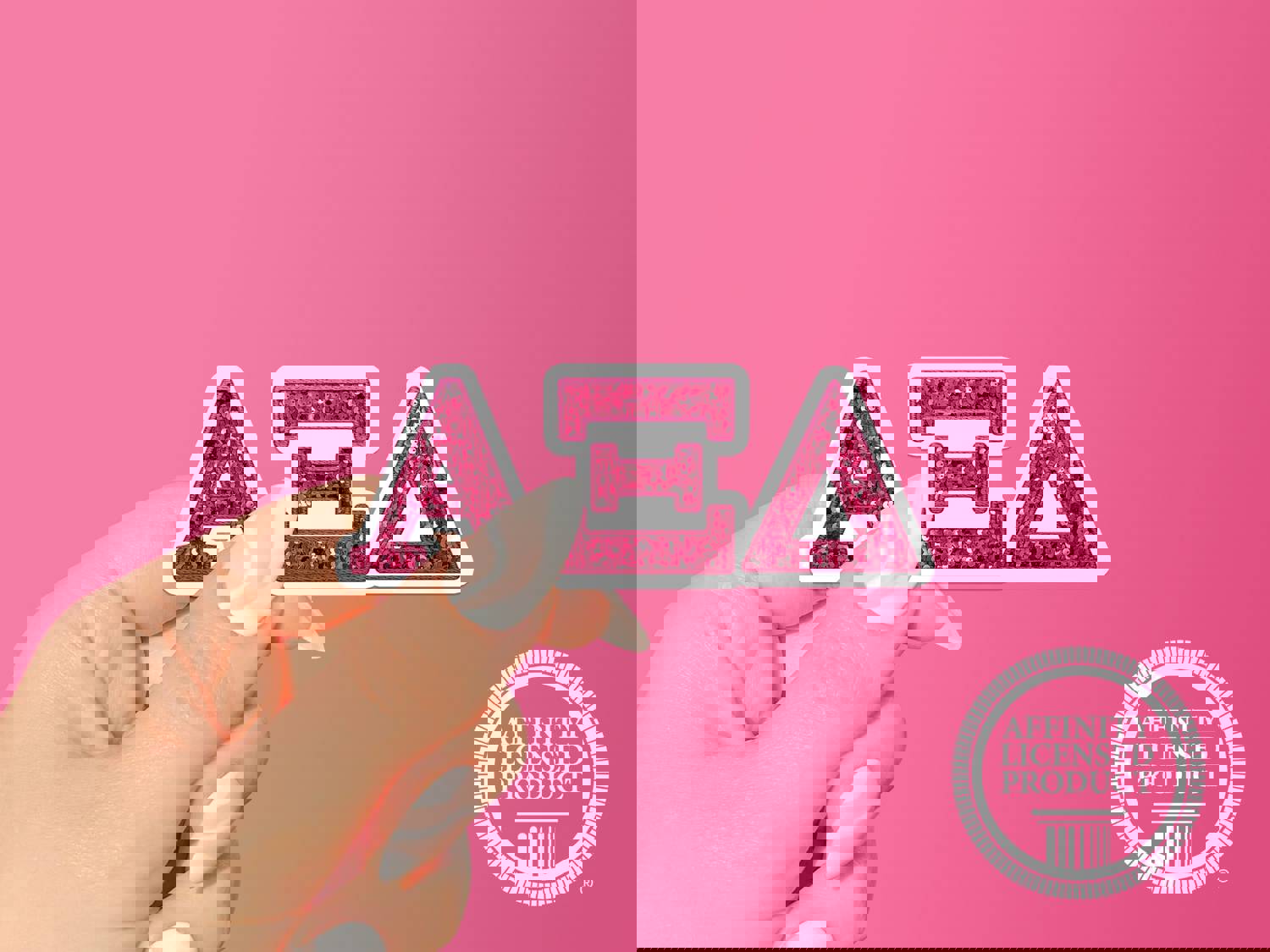 Alpha Xi Delta Vinyl Sticker - Pink Sequin Sorority Decal