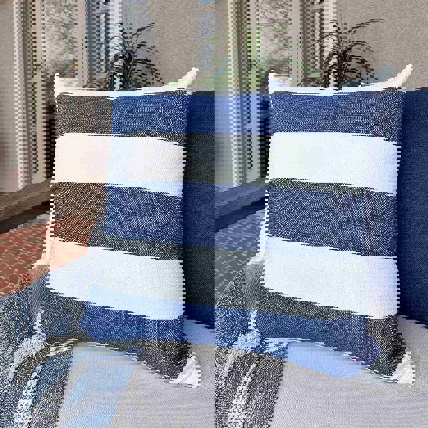 Cabana Blue Outdoor Pillow Cover - Durable and Stylish