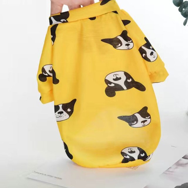 Cute Print Small Dog Hoodie T-Shirt Pullover Plus Velvet Warm Bulldog Pet Clothes