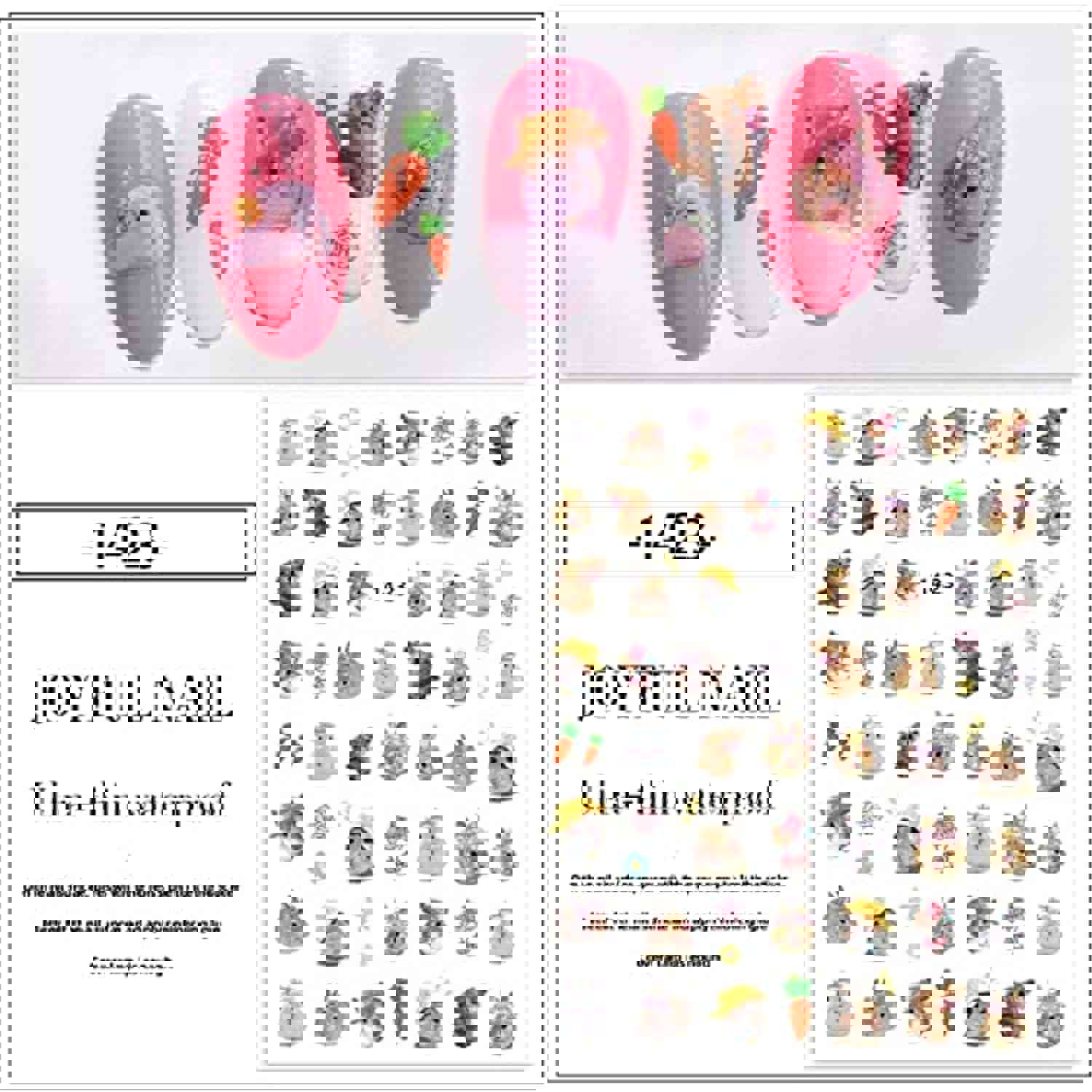 D-M Animal Nail Art Stickers - 3D Self-Adhesive Cute Dog Cat Nail Decals for DIY Manicure