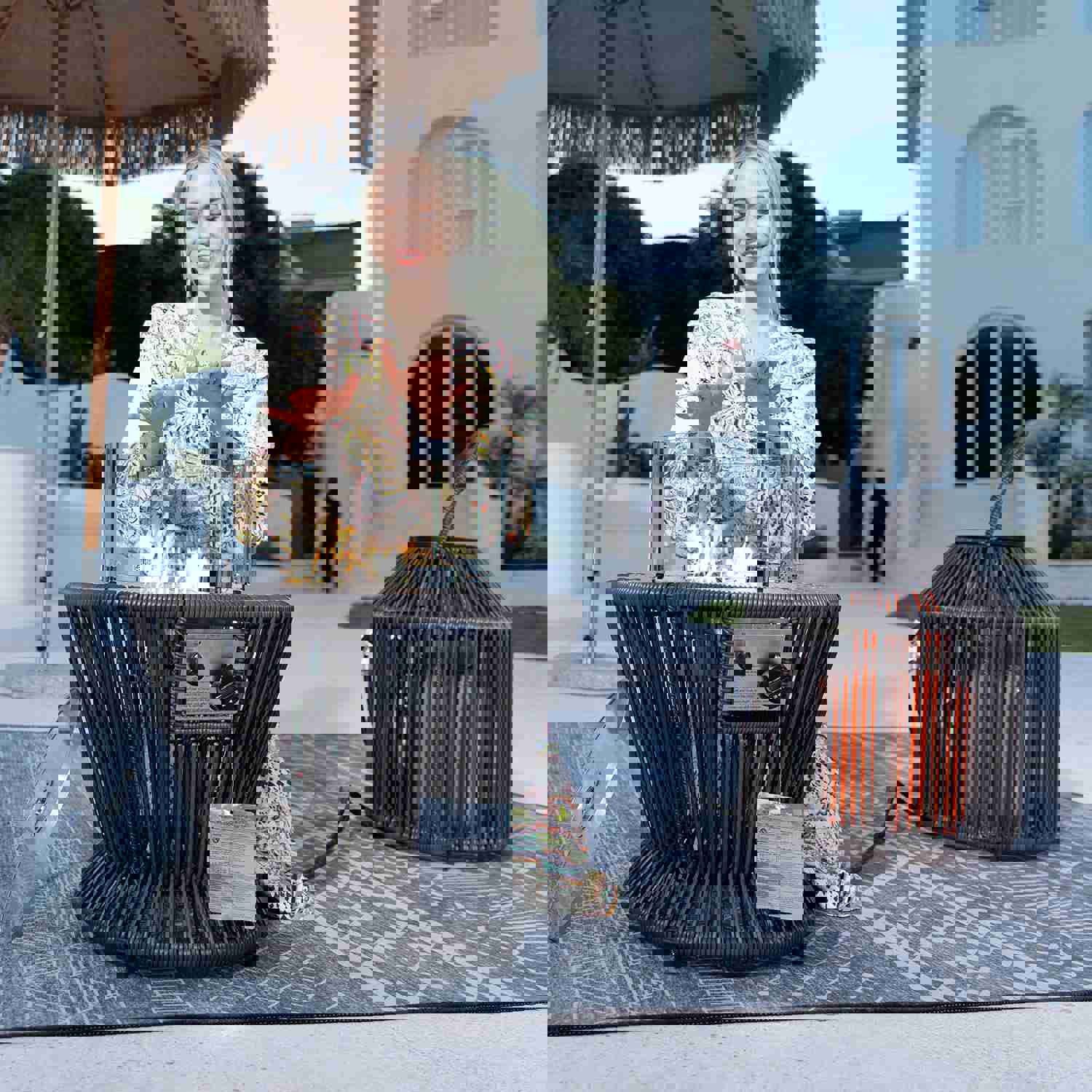 Montmartre Outdoor Wicker Patio Small Fire Pit Table