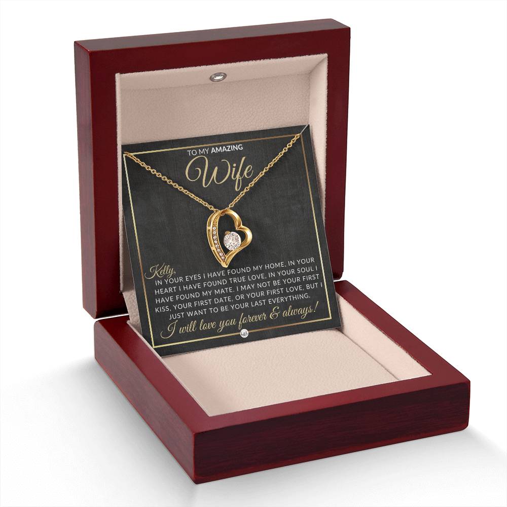 Personalized Open Heart Pendant Necklace - Unique Gift for Wife