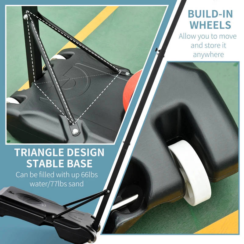 Soozier Adjustable Portable Basketball Hoop System with Wheels for Indoor & Outdoor Use