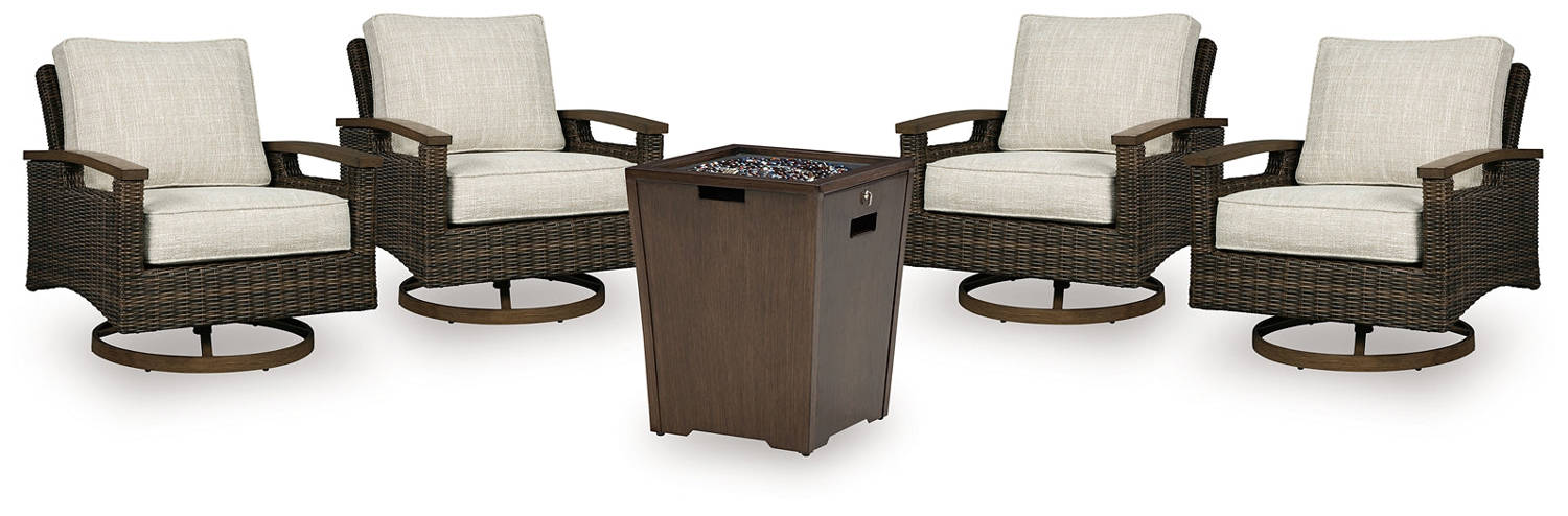 Rodeway South Outdoor Fire Pit Table and 4 Chairs Set
