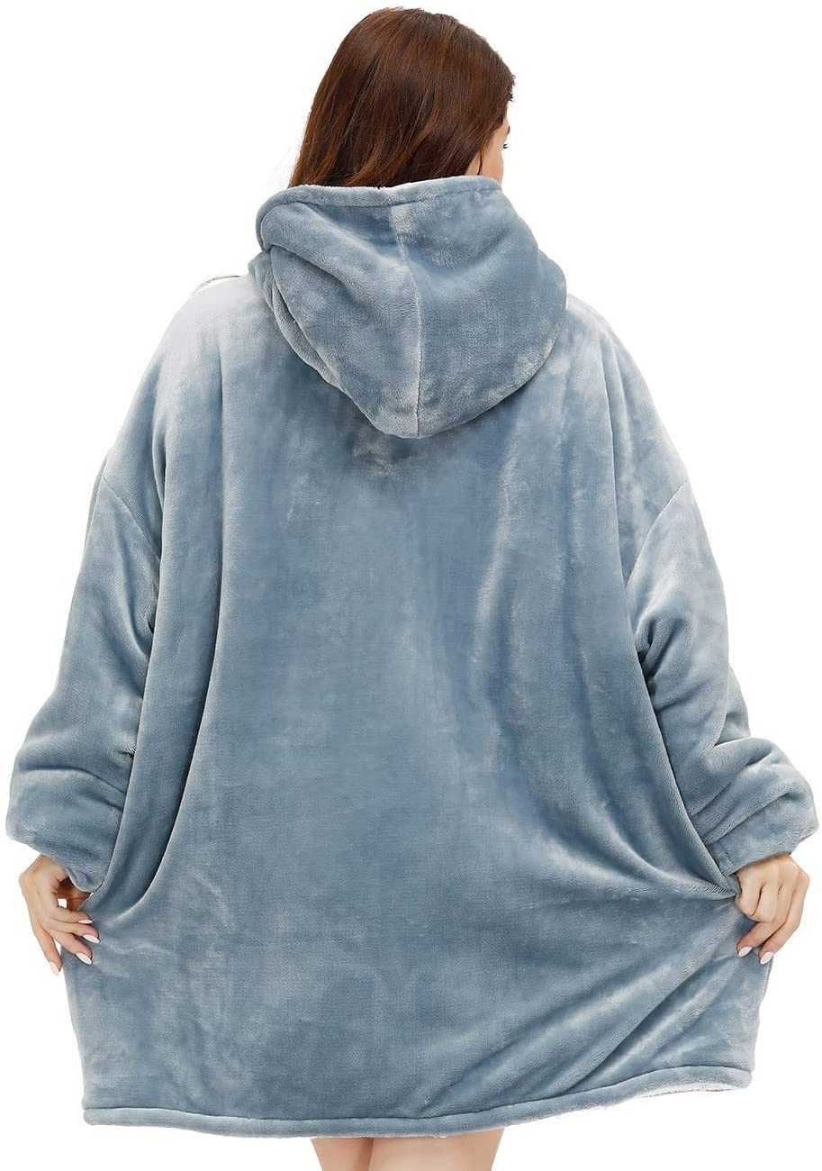 Oversized Wearable Sherpa Fleece Blanket Hoodie - Soft, Warm & Comfortable