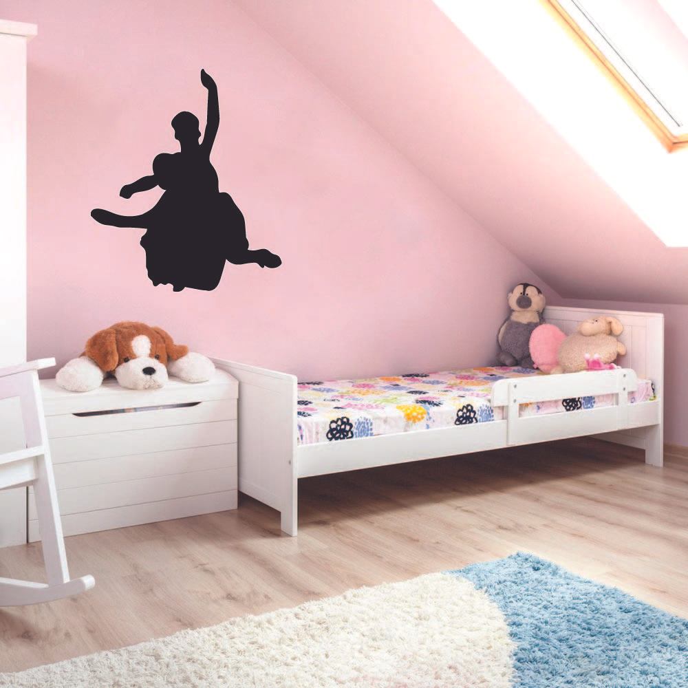 Ballerina Vinyl Wall Sticker - Ballet Dancer Silhouette Decal with Motivational Quote