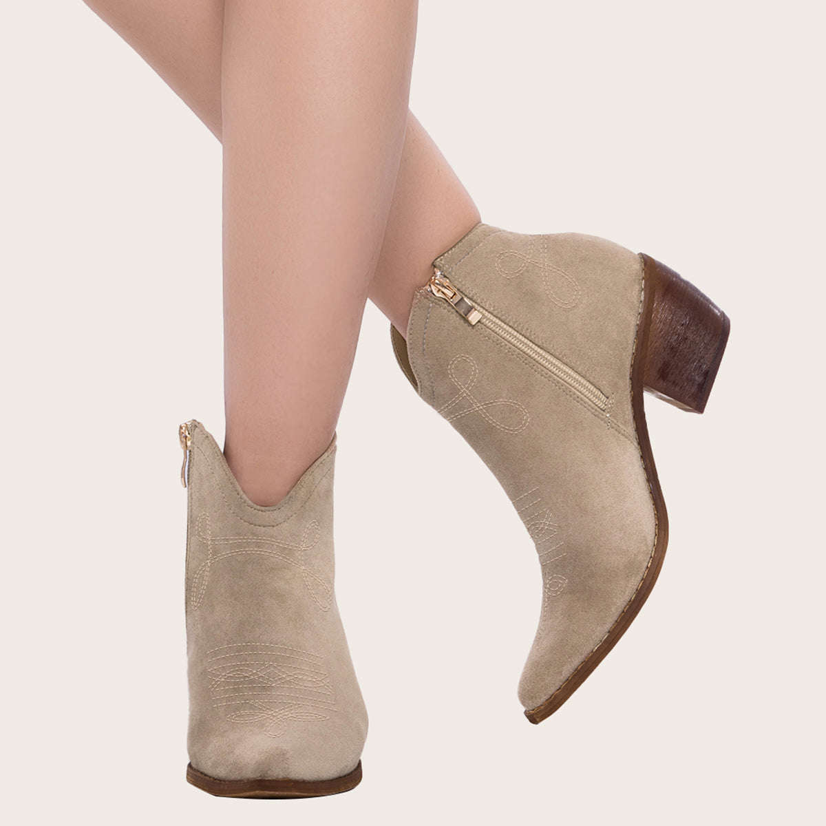 Pointed Toe Western Cowgirl Boots with Chunky Heel