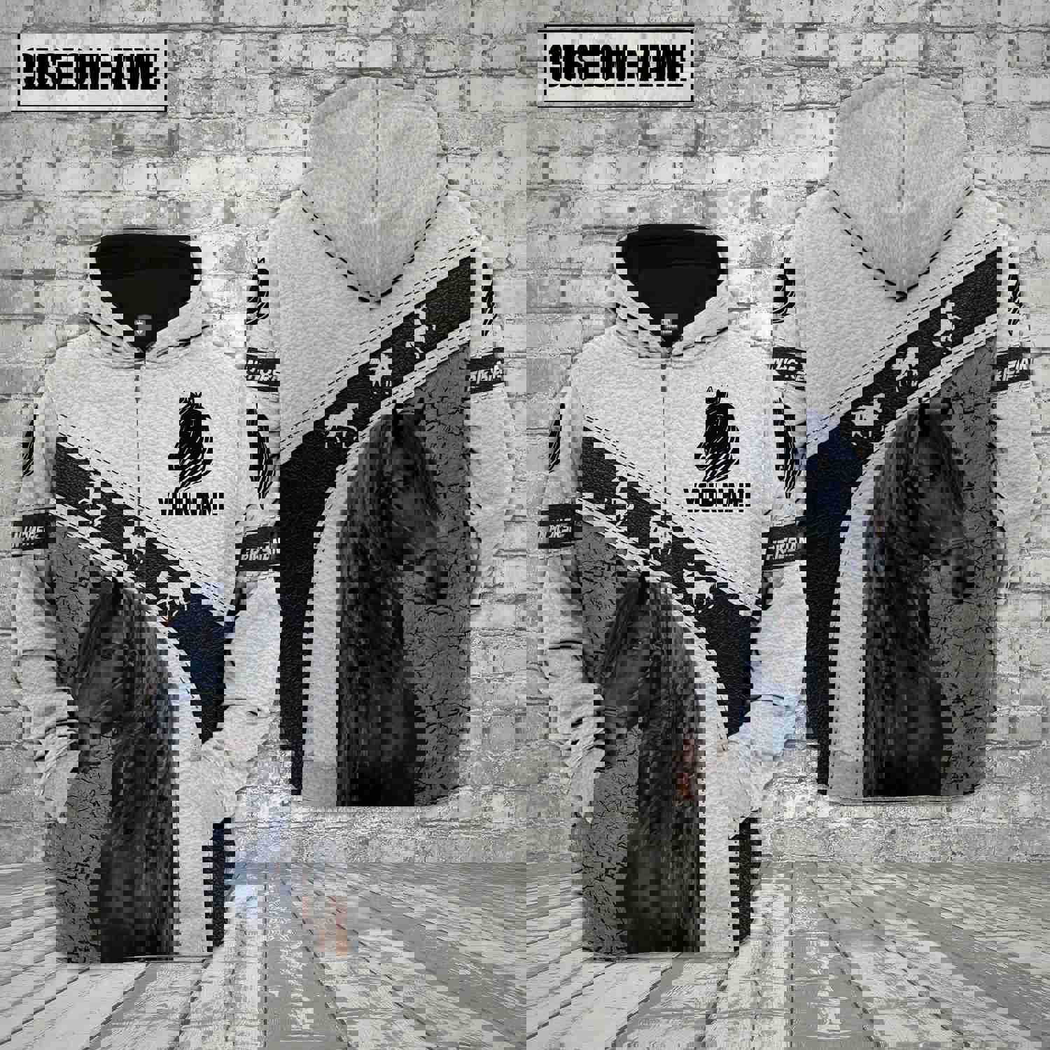 Joycorners Custom Name Friesian Horse Lovers 3D Printed Hoodie