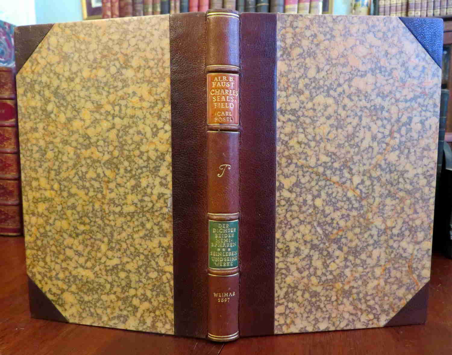 Charles Sealsfield Collected Poetry 1897 German Leather Book