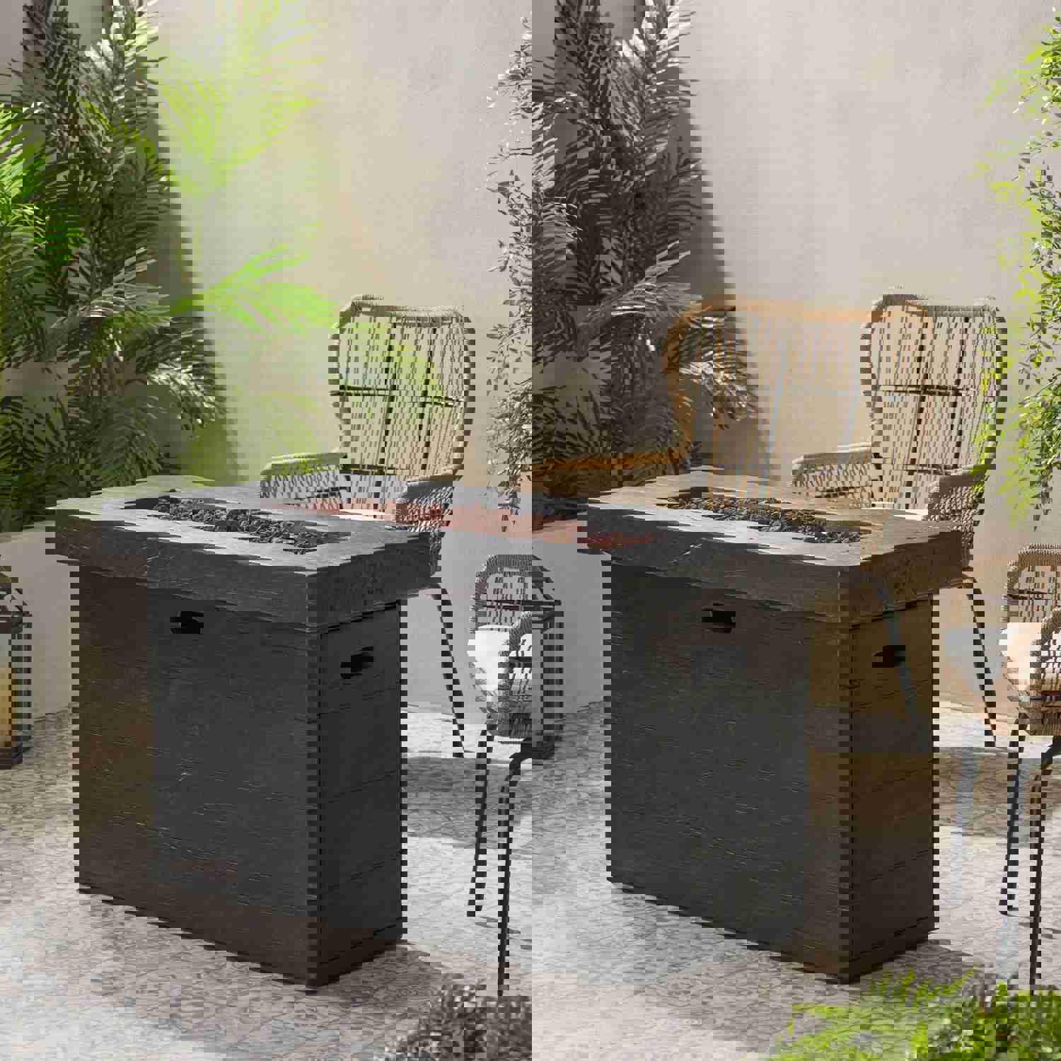 Aubreey Outdoor Rectangular Gas Burning Fire Pit - 50000 BTU