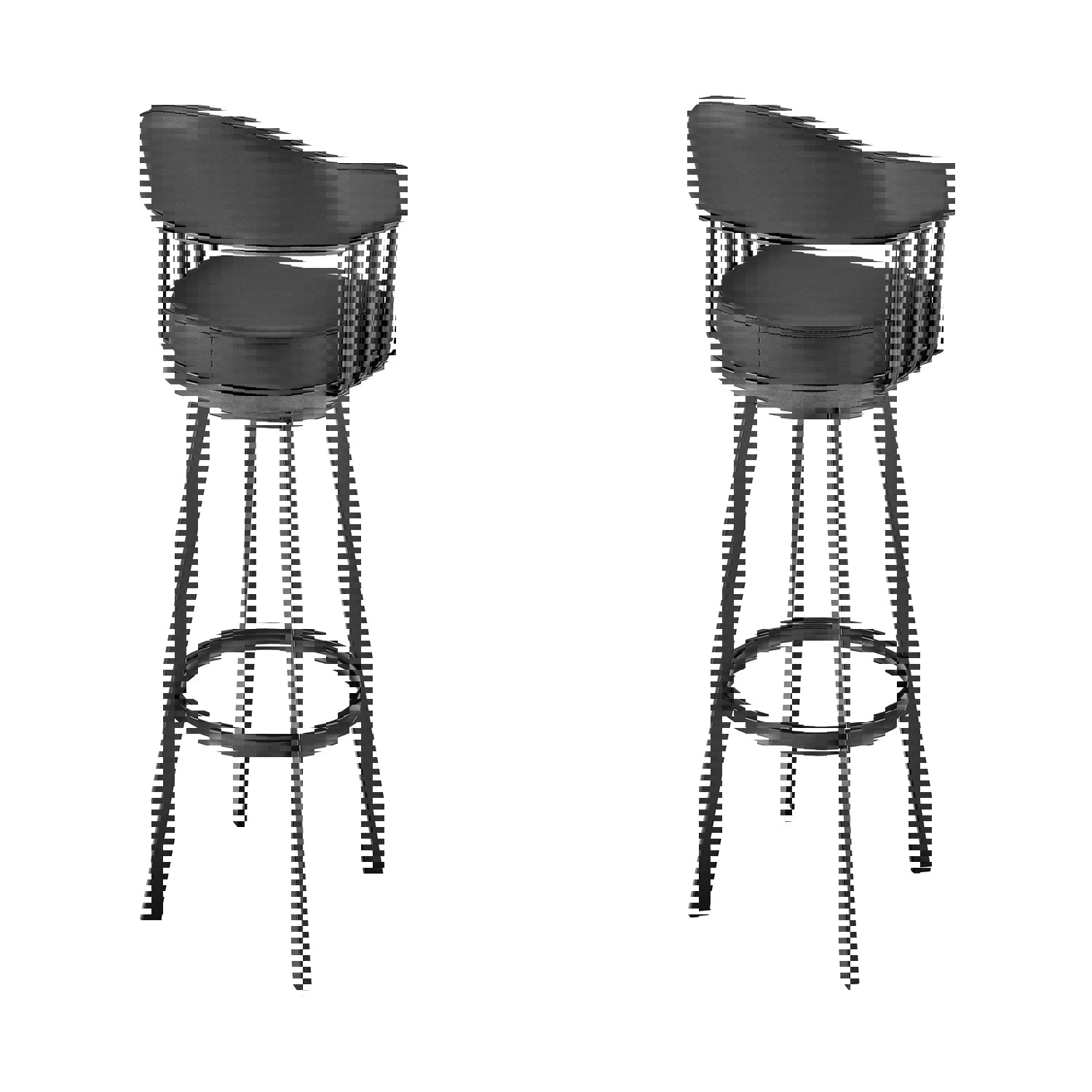 26 Mod Black Faux Leather Black Finish Swivel Bar Stool