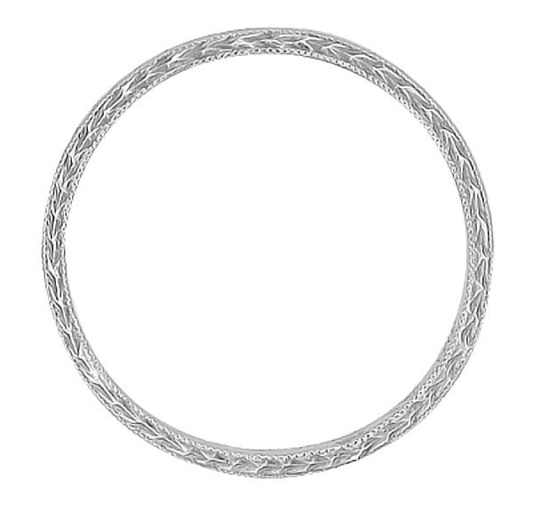 Art Deco Hand Carved Platinum Wheat Wedding Band