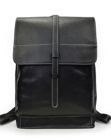 Fashion Black Vintage Leather Men's Backpack for Travel & School