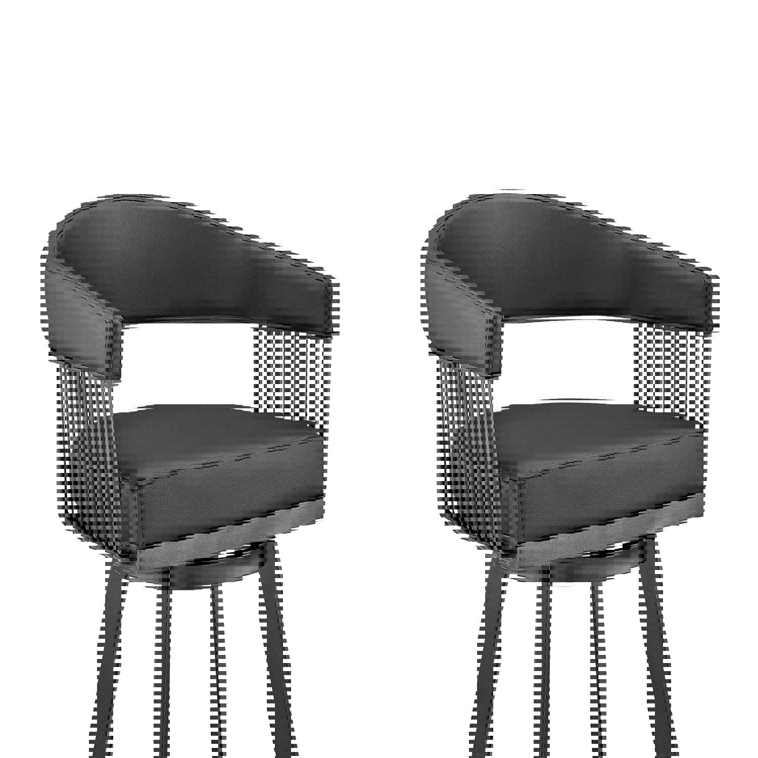 26 Mod Black Faux Leather Black Finish Swivel Bar Stool