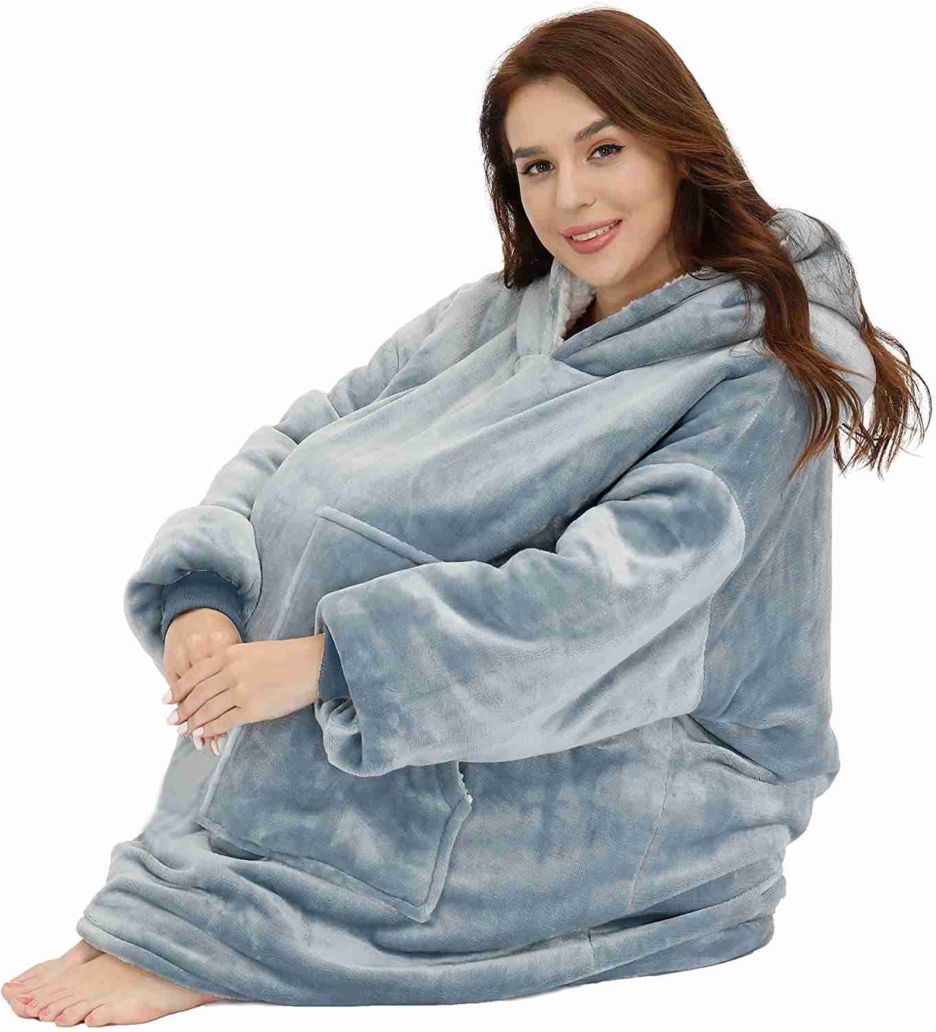 Oversized Wearable Sherpa Fleece Blanket Hoodie - Soft, Warm & Comfortable