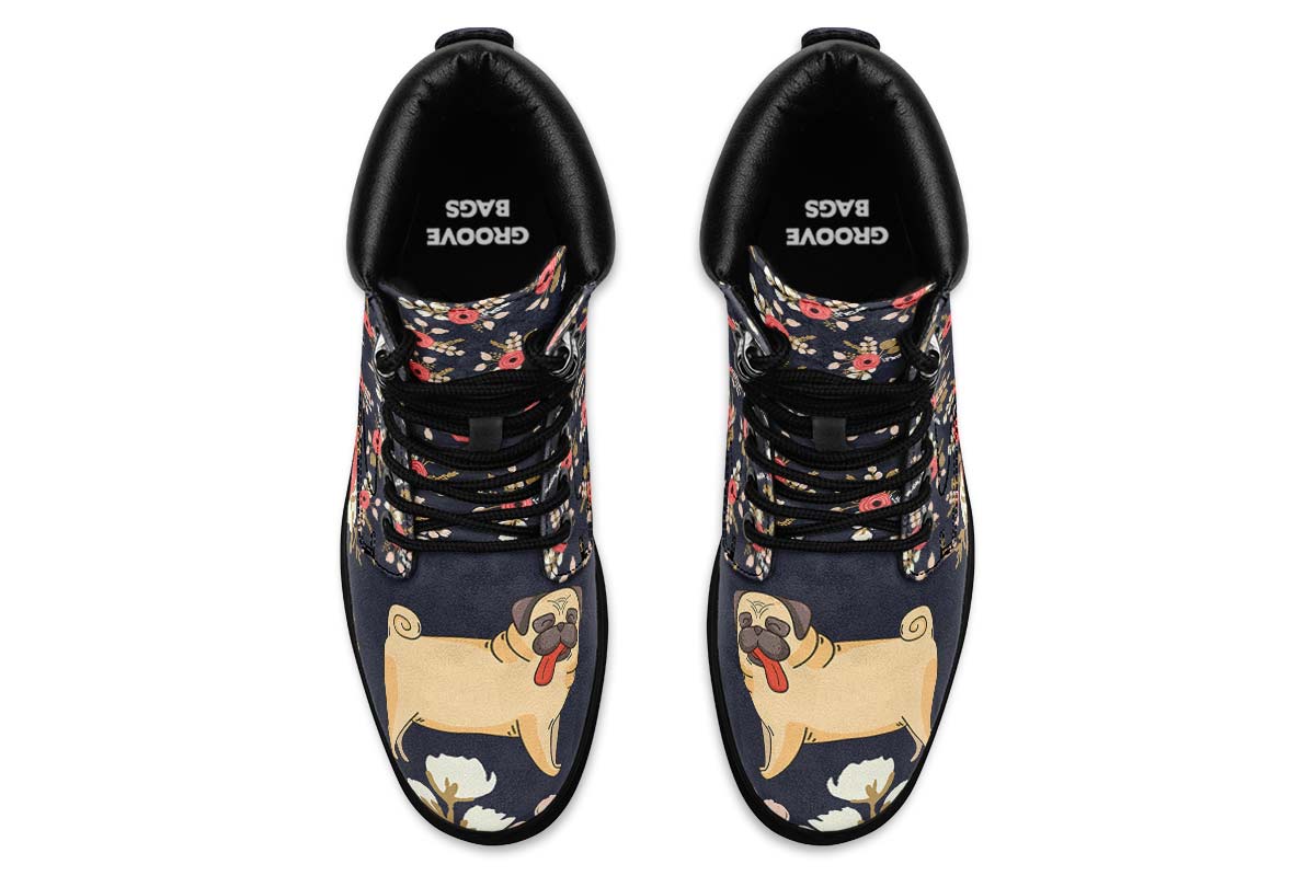 Silly Floral Pug Classic Vibe Boots