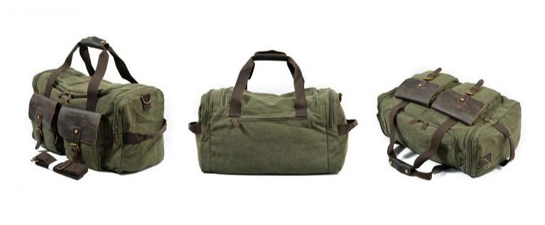 Mens Waxed Canvas Leather Weekender Bag - Durable Travel Bag for Men