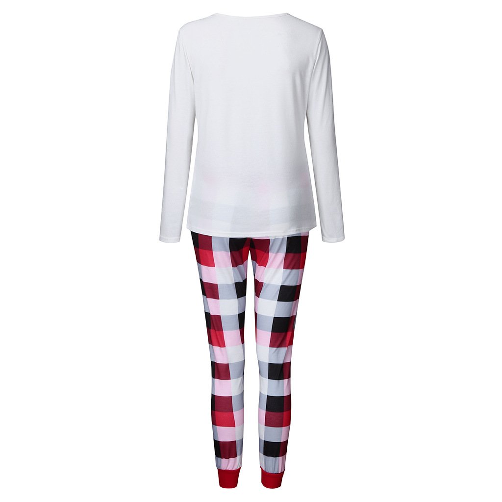 Fashion Christmas Red Plaid Pants Long Sleeve T-shirt Family Matching Outfits