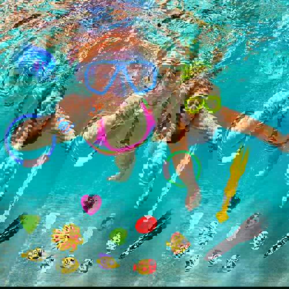 LovesTown 37 PCS Kids Diving Toys Set with Storage Bag for Pool Fun