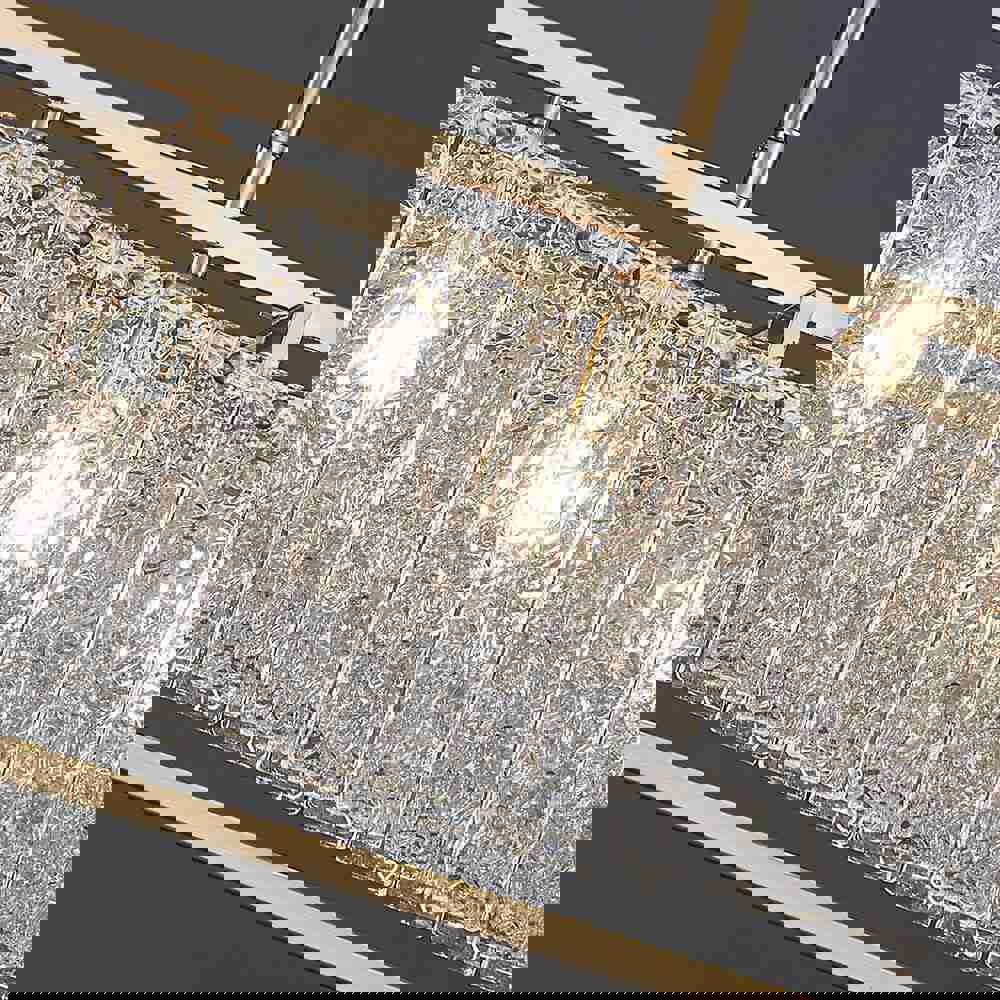 MIRODEMI® Luxury Rectangle Gold Frosted Glass Chandelier for Living Room, Kitchen