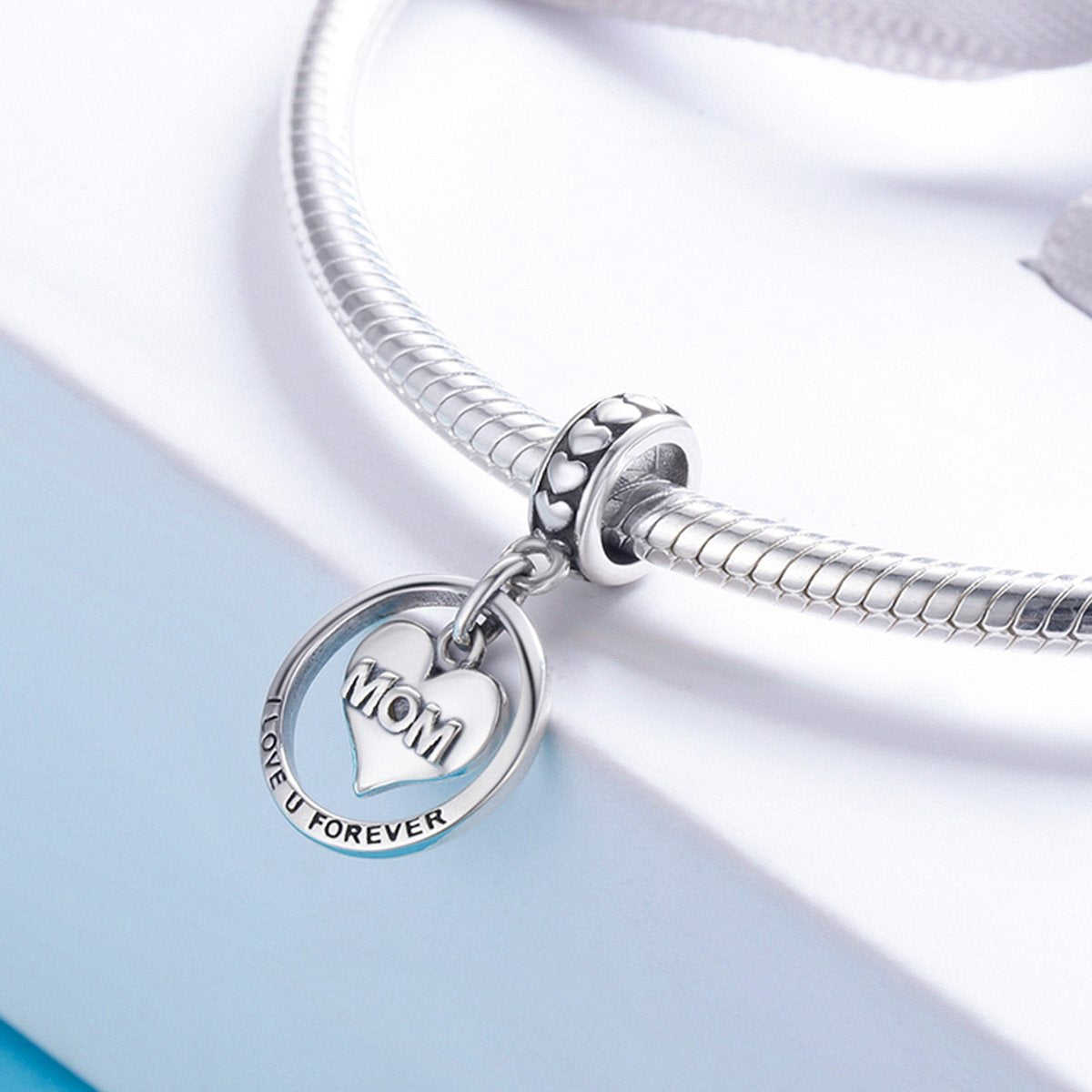 Sterling 925 Silver 'Mom I Love You Forever' Pendant Charm for Pandora & European Bracelets