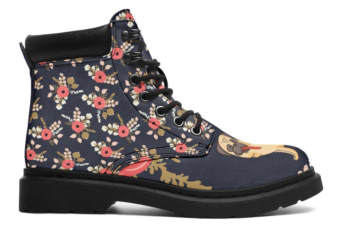 Silly Floral Pug Classic Vibe Boots