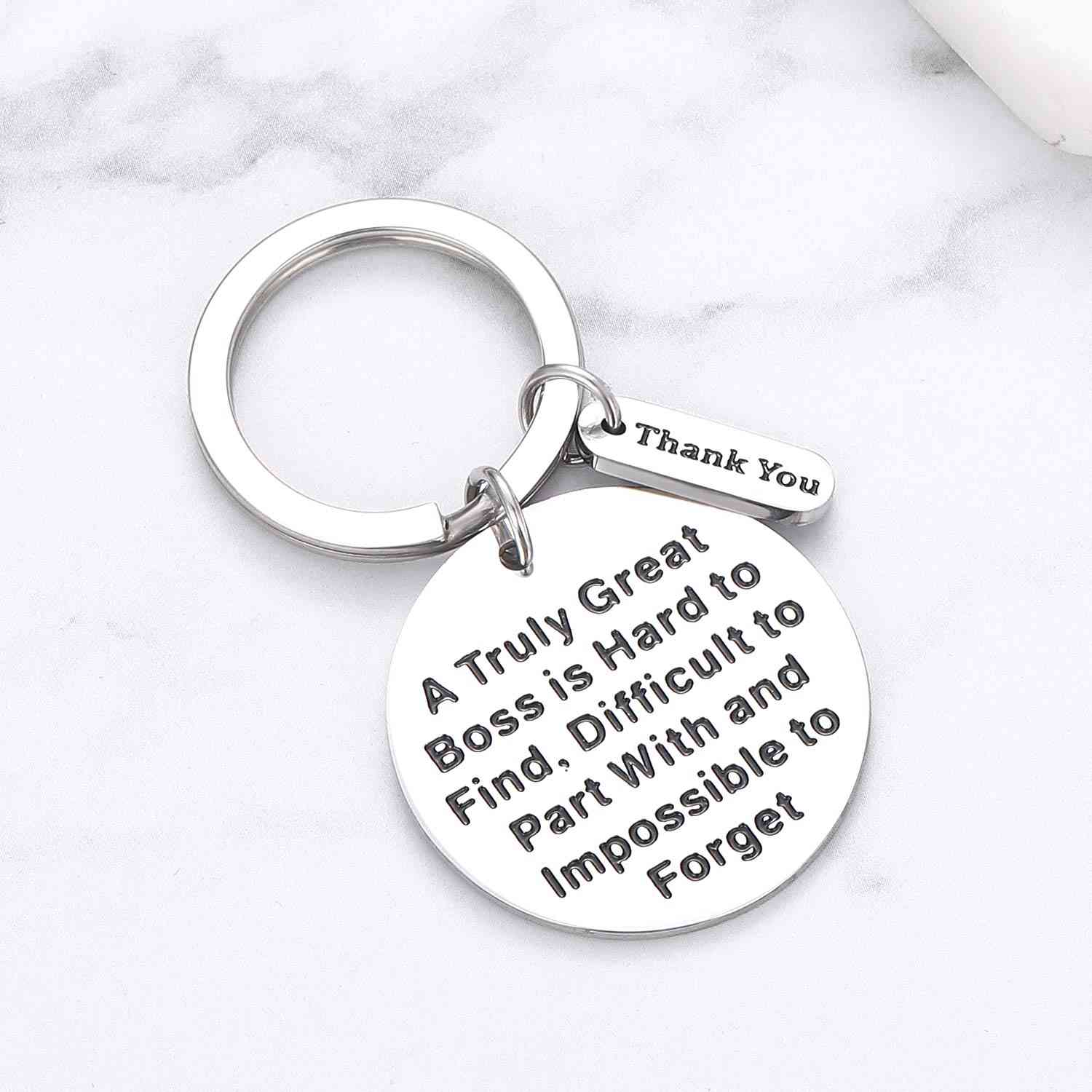 Boss Day Gift Keychain for Men and Women - Thank You Present for Boss, Leader, Supervisor, Mentor