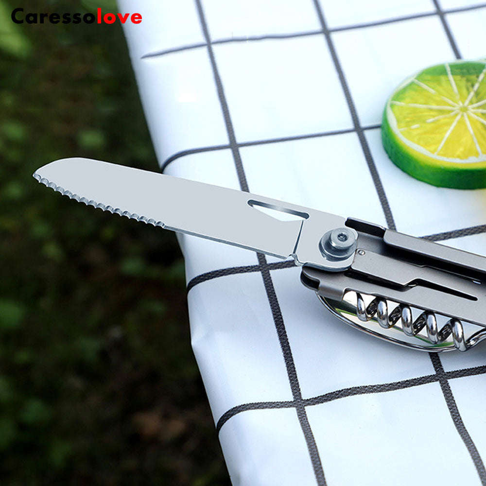 Caressolove 5-in-1 Folding Camping Knife - Multifunctional Outdoor Survival Tool