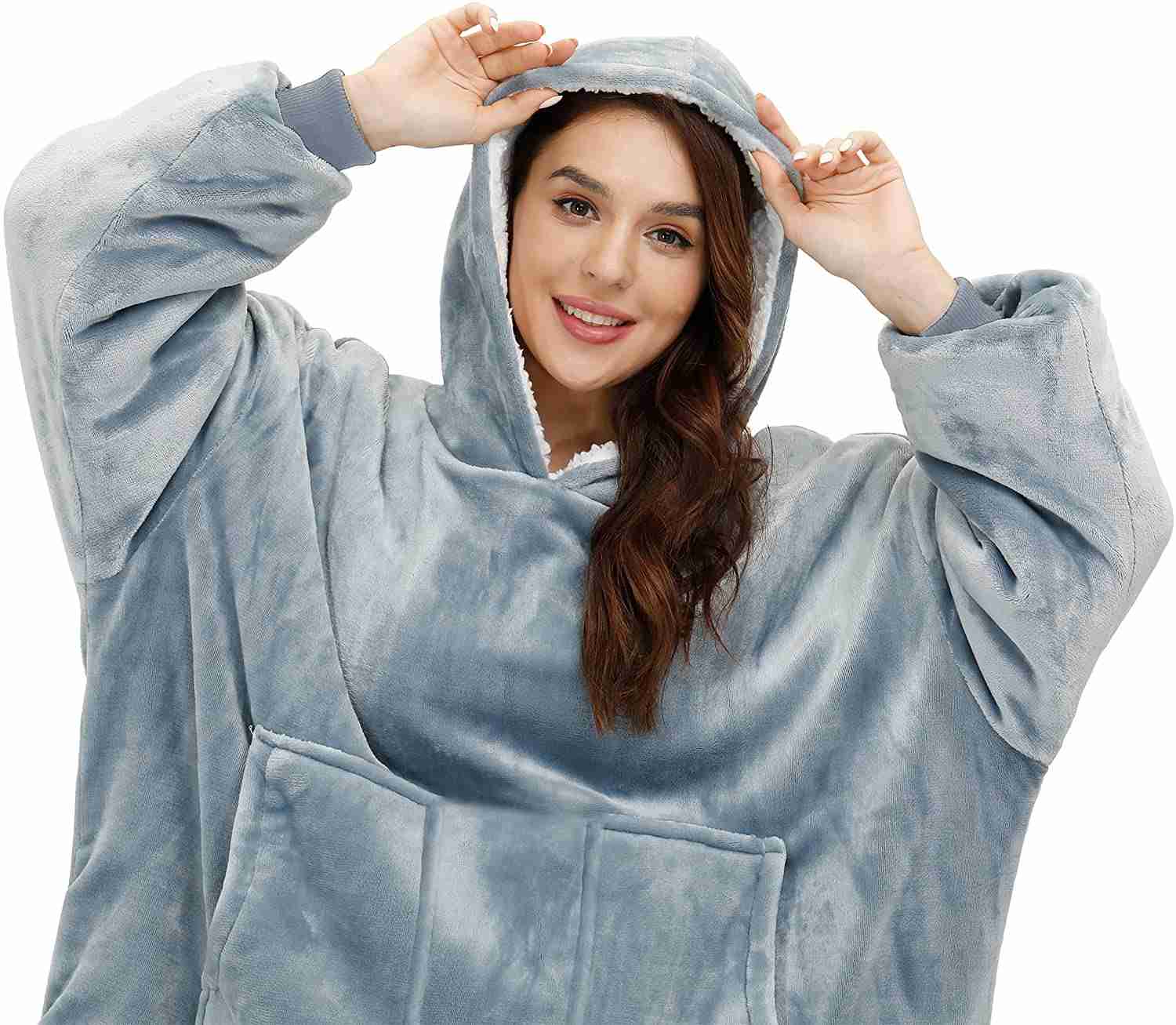 Oversized Wearable Sherpa Fleece Blanket Hoodie - Soft, Warm & Comfortable