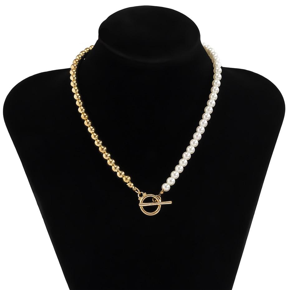 The Brook Pearl Clasp Necklace - 925 Sterling Silver with CZ Stones