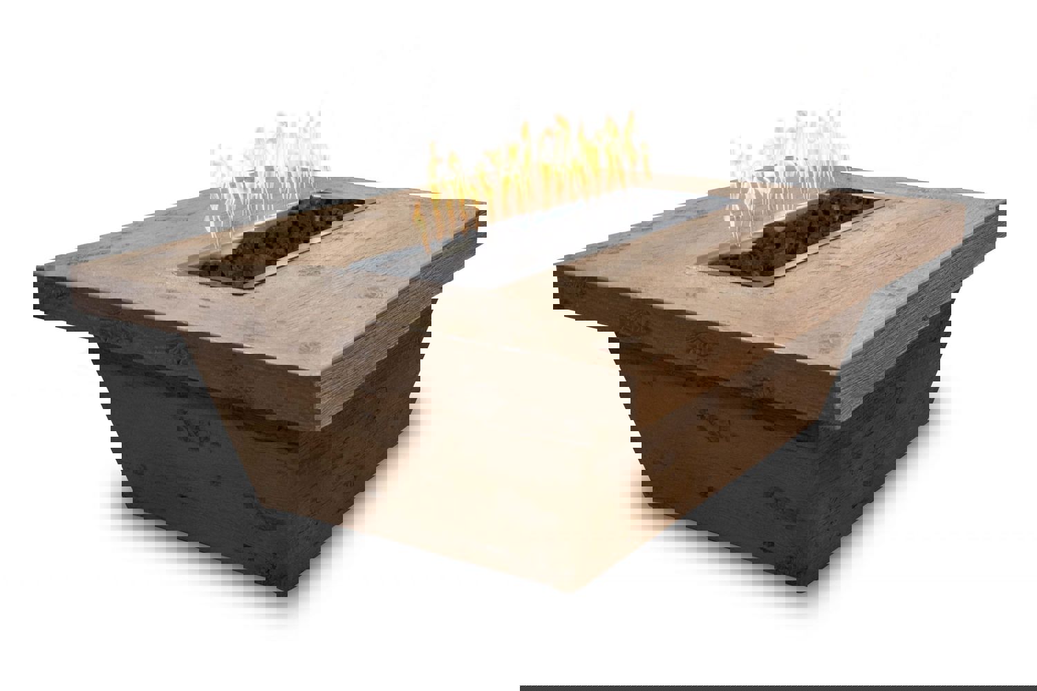 The Outdoor Plus 60 Rectangular Carson Fire Table - Wood Grain GFRC Concrete