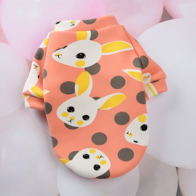 Cute Print Small Dog Hoodie T-Shirt Pullover Plus Velvet Warm Bulldog Pet Clothes