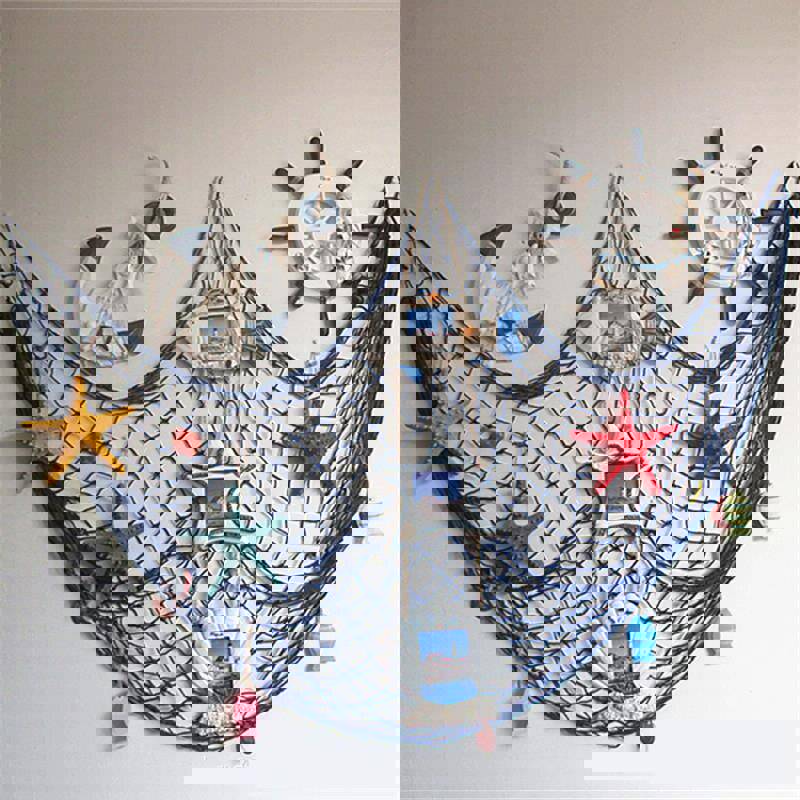 Qfdian Mediterranean Wind Nautical Fishing Net Seaside Wall Decoration