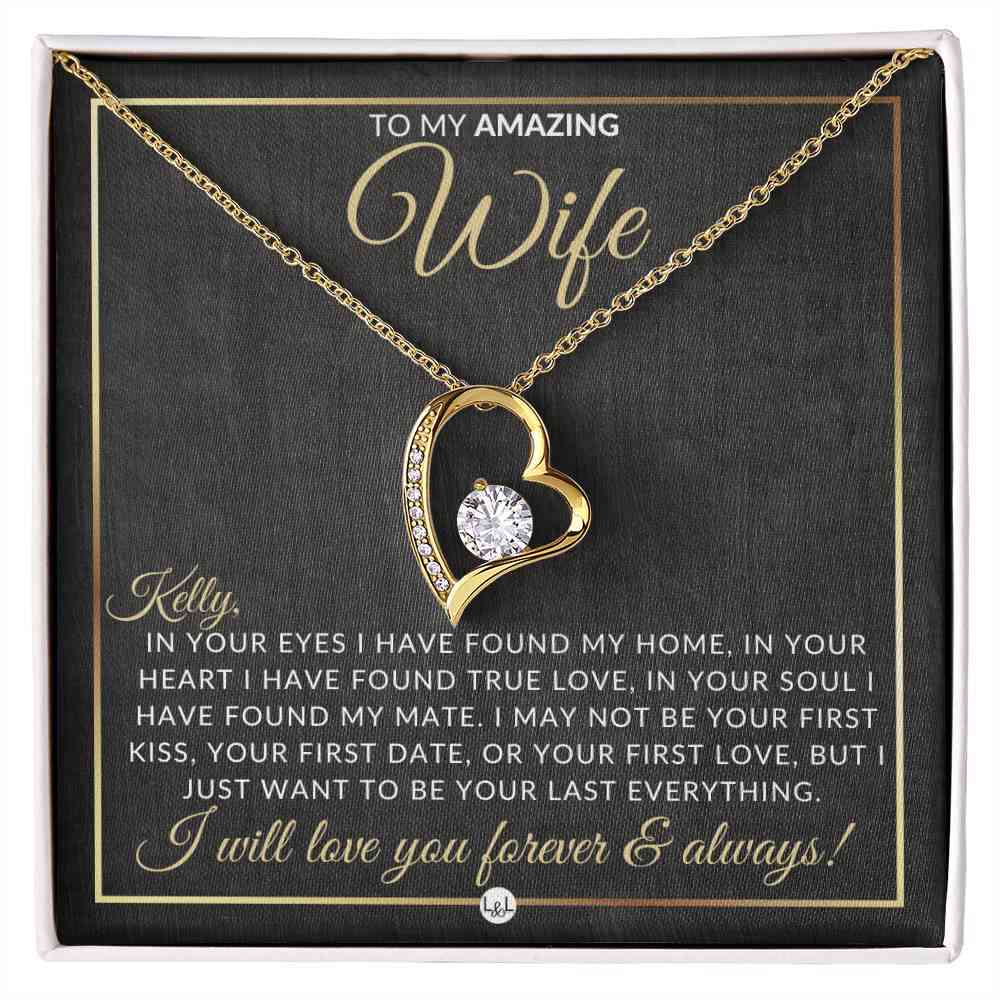 Personalized Open Heart Pendant Necklace - Unique Gift for Wife