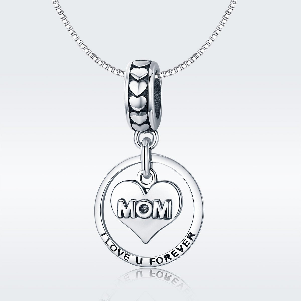 Sterling 925 Silver 'Mom I Love You Forever' Pendant Charm for Pandora & European Bracelets