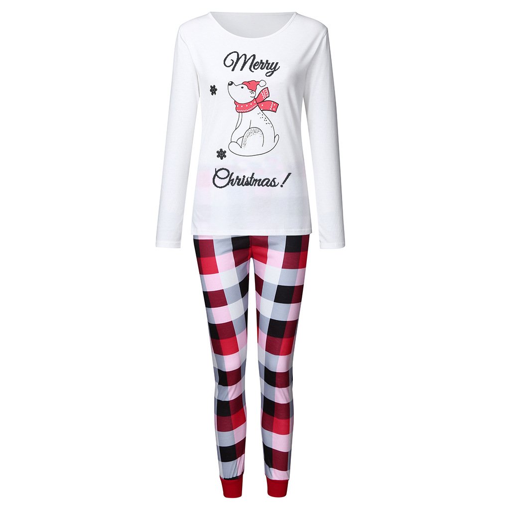 Fashion Christmas Red Plaid Pants Long Sleeve T-shirt Family Matching Outfits