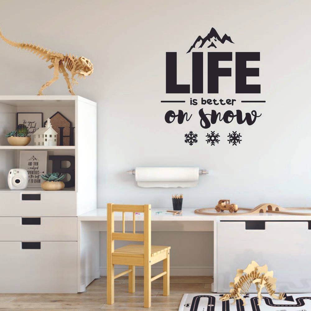 Skiing Quotes Vinyl Wall Sticker Art Wall Decal - Life is Better on Snow Skiing Ski Motivation Quote