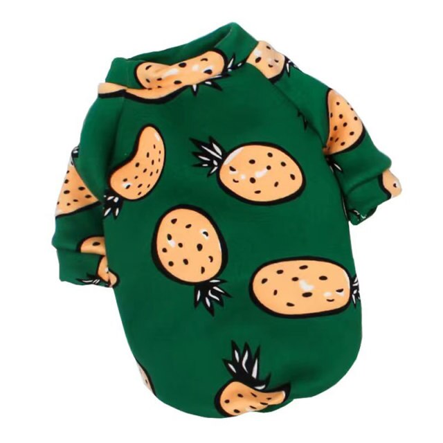Cute Print Small Dog Hoodie T-Shirt Pullover Plus Velvet Warm Bulldog Pet Clothes