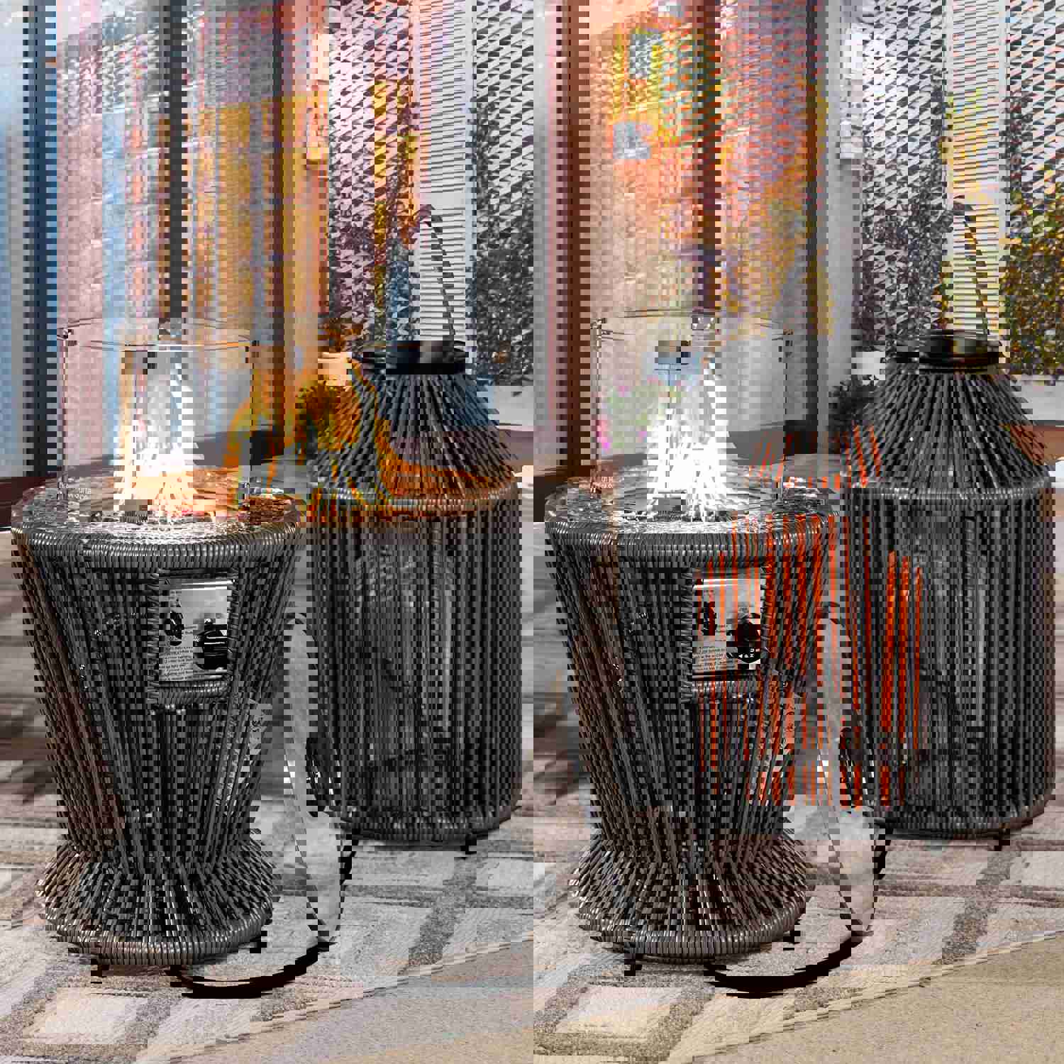 Montmartre Outdoor Wicker Patio Small Fire Pit Table