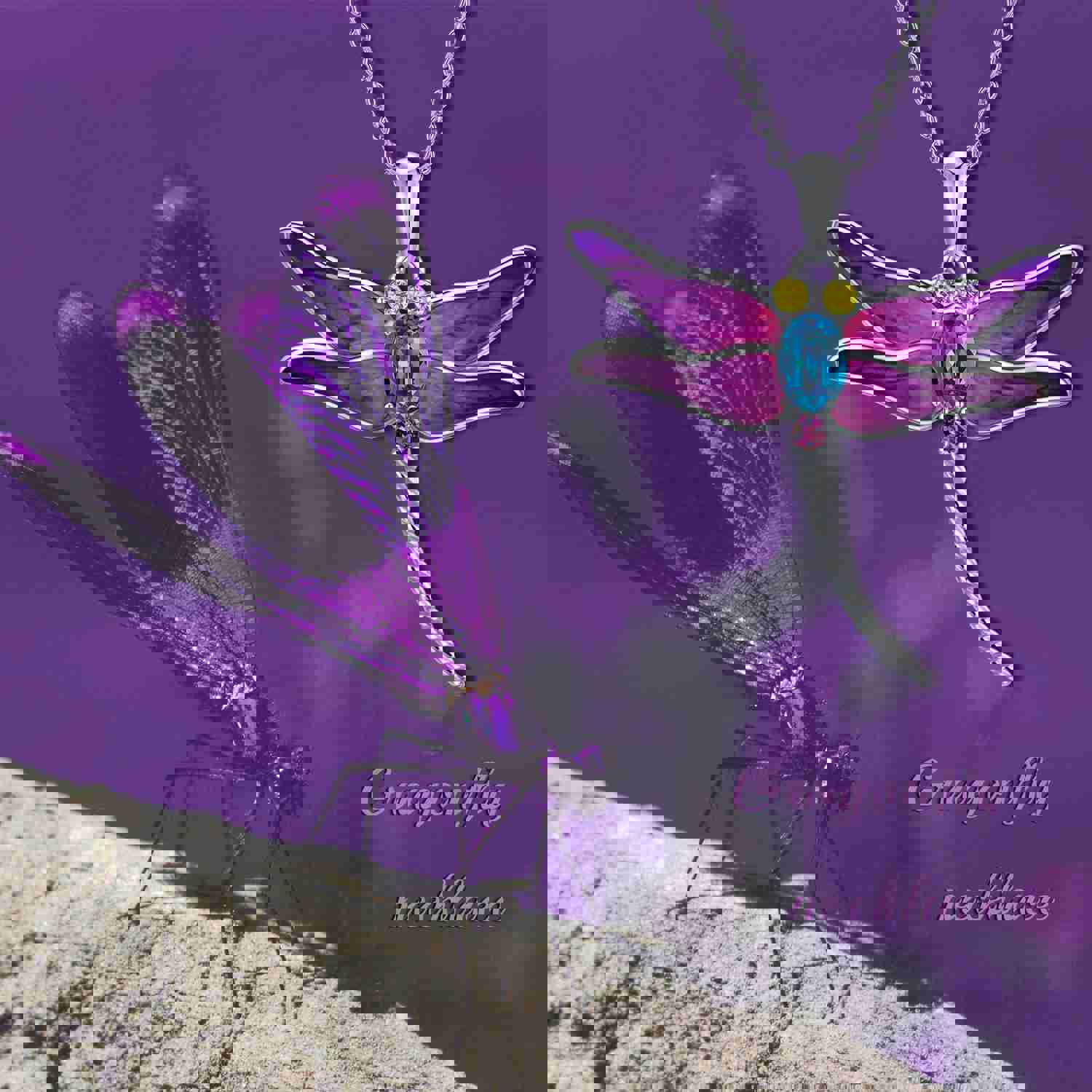 Dragonfly Pendant Necklace with Crystal Jewelry