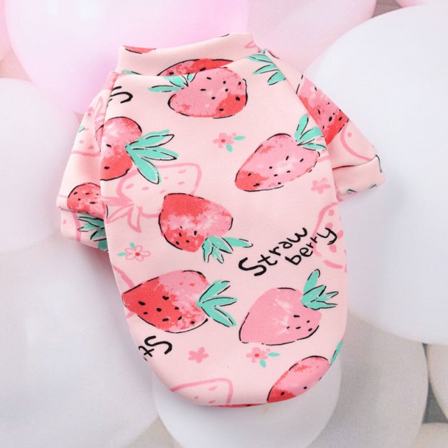 Cute Print Small Dog Hoodie T-Shirt Pullover Plus Velvet Warm Bulldog Pet Clothes