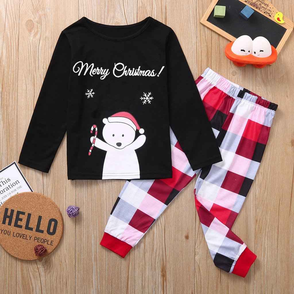 Fashion Christmas Red Plaid Pants Long Sleeve T-shirt Family Matching Outfits