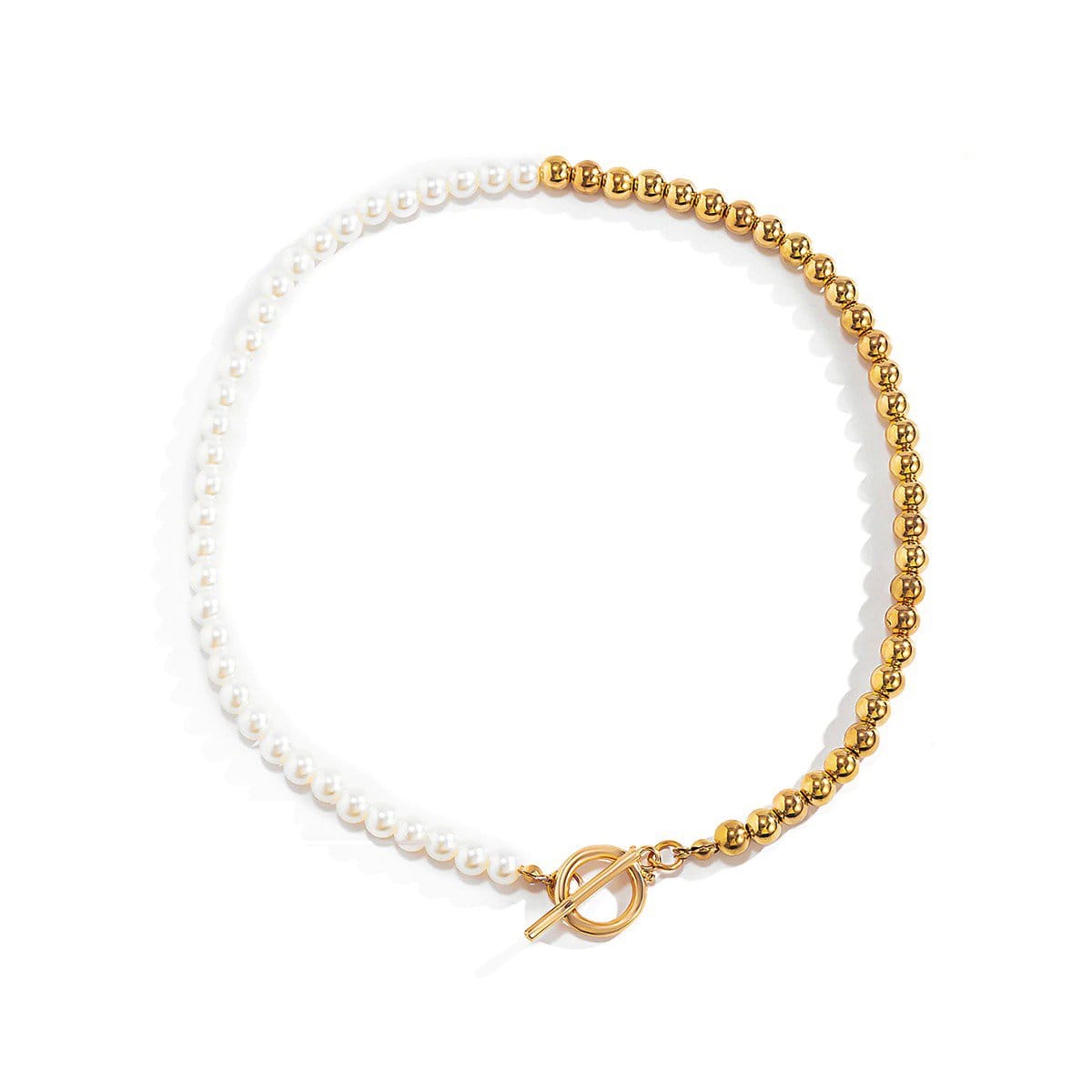 The Brook Pearl Clasp Necklace - 925 Sterling Silver with CZ Stones
