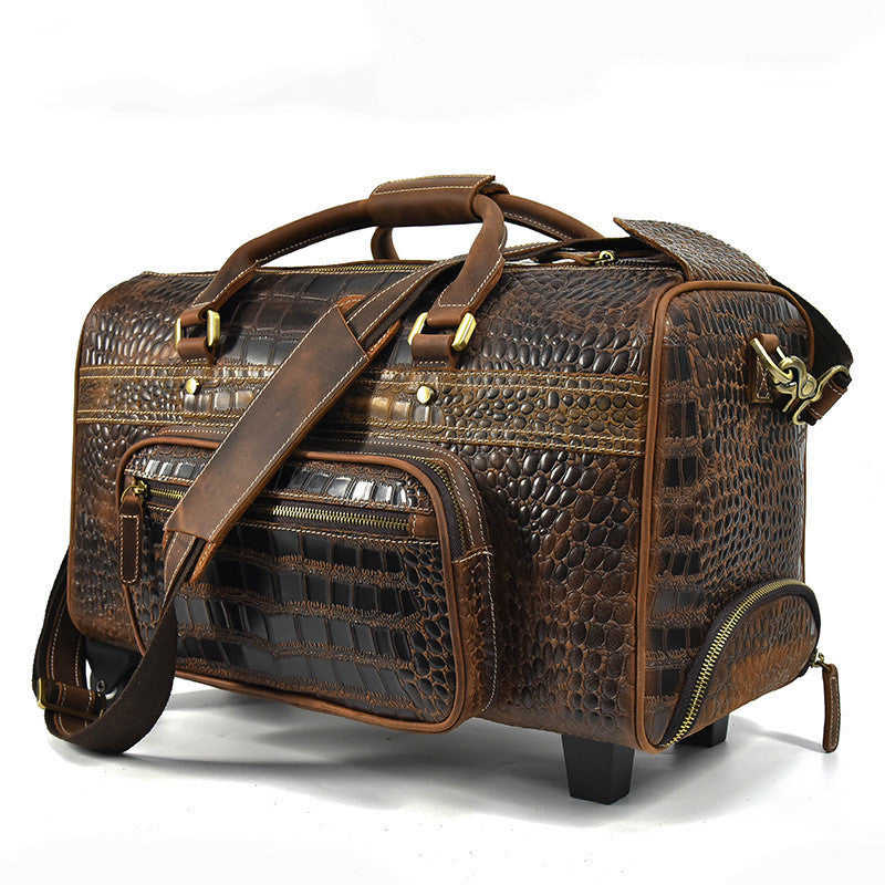 Men's Large-capacity Retro Cowhide Travel Suitcase