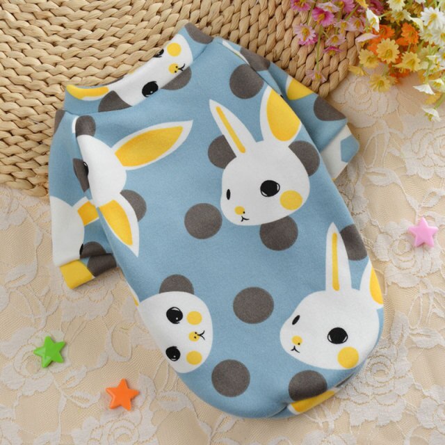 Cute Print Small Dog Hoodie T-Shirt Pullover Plus Velvet Warm Bulldog Pet Clothes