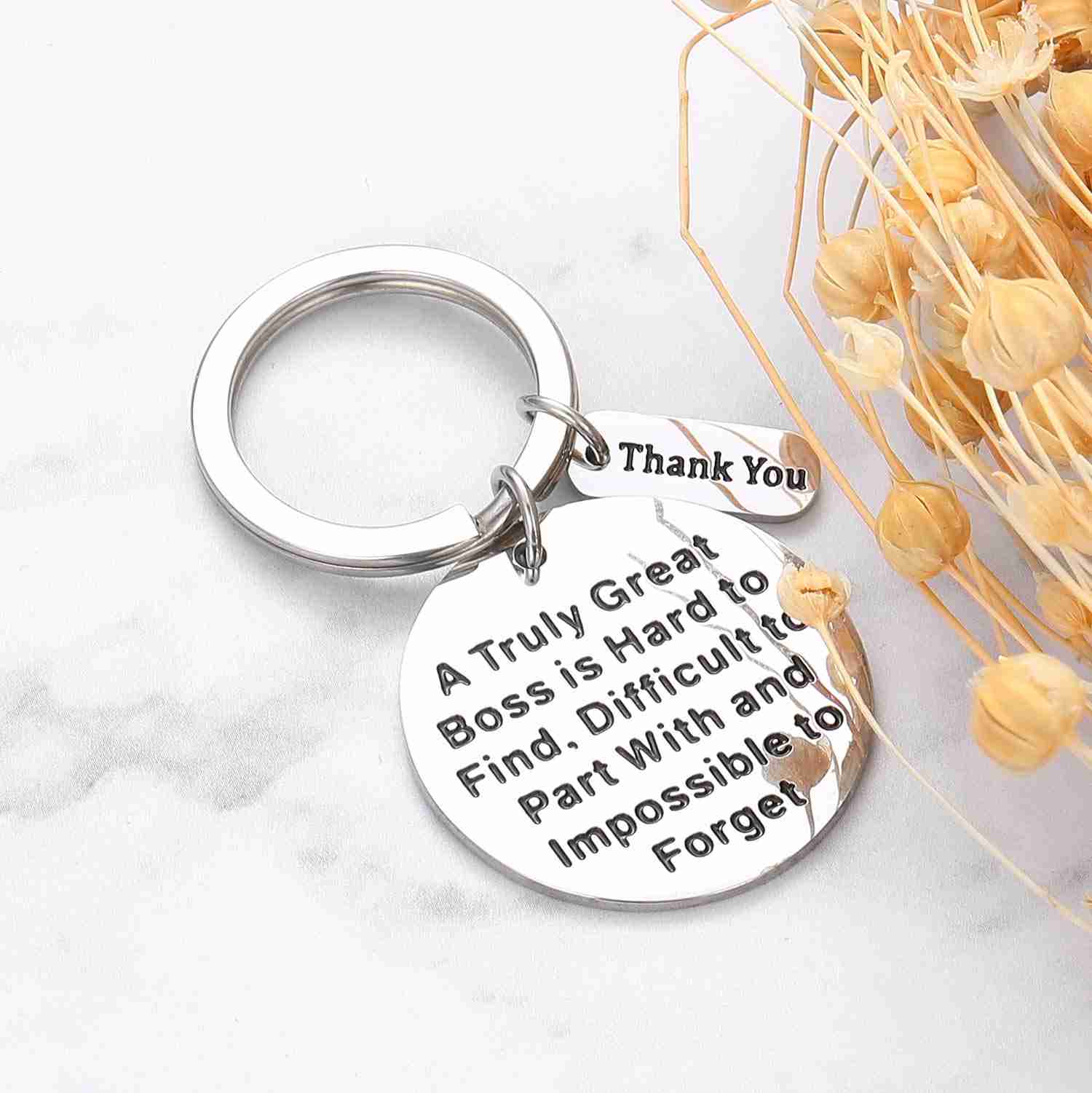 Boss Day Gift Keychain for Men and Women - Thank You Present for Boss, Leader, Supervisor, Mentor