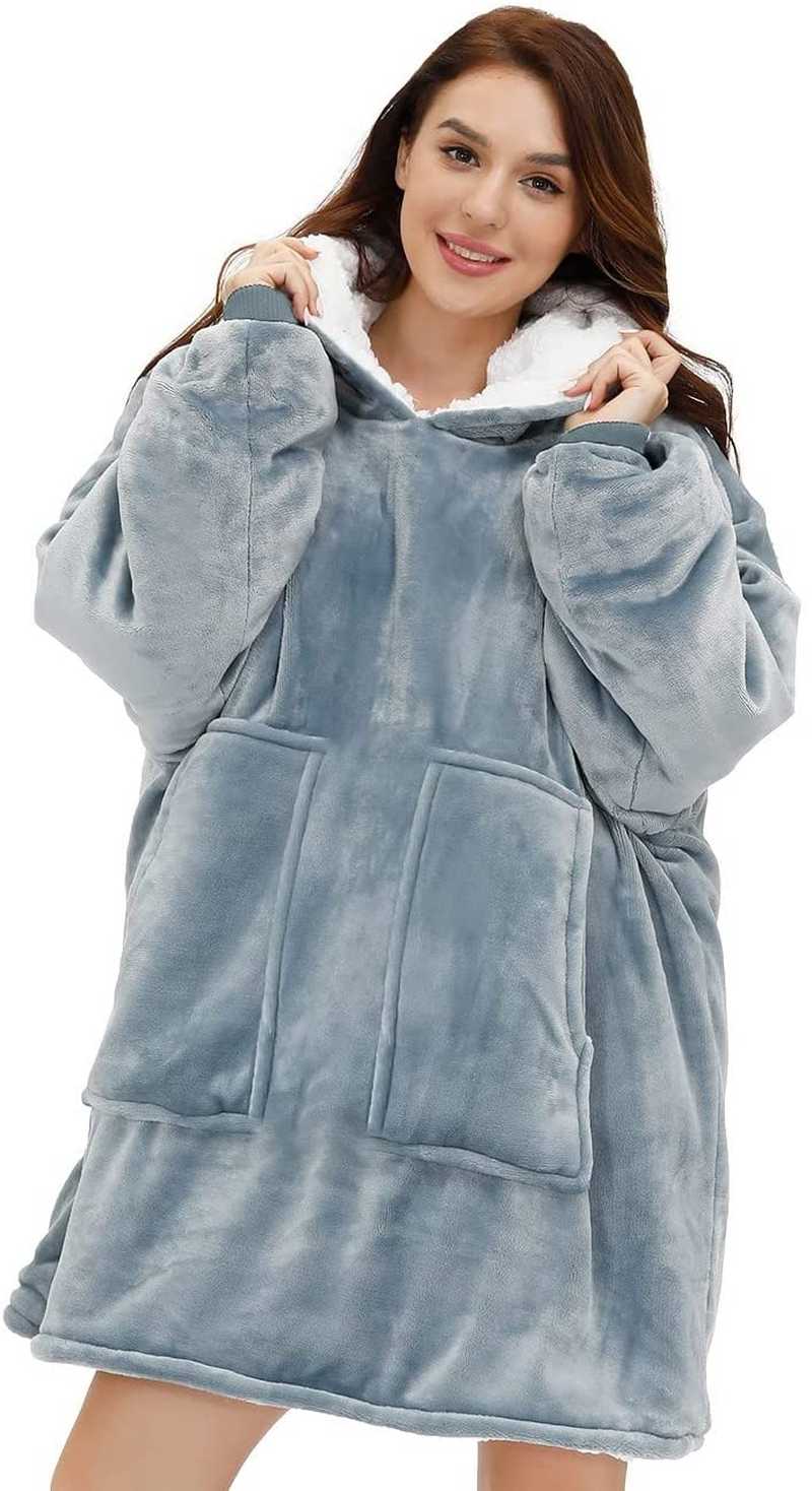Oversized Wearable Sherpa Fleece Blanket Hoodie - Soft, Warm & Comfortable