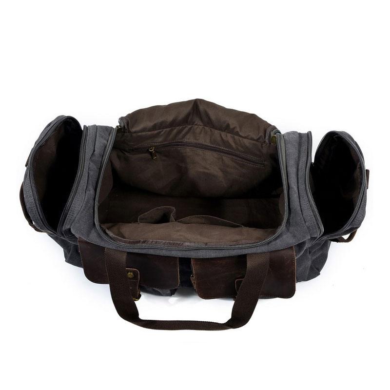 Mens Waxed Canvas Leather Weekender Bag - Durable Travel Bag for Men